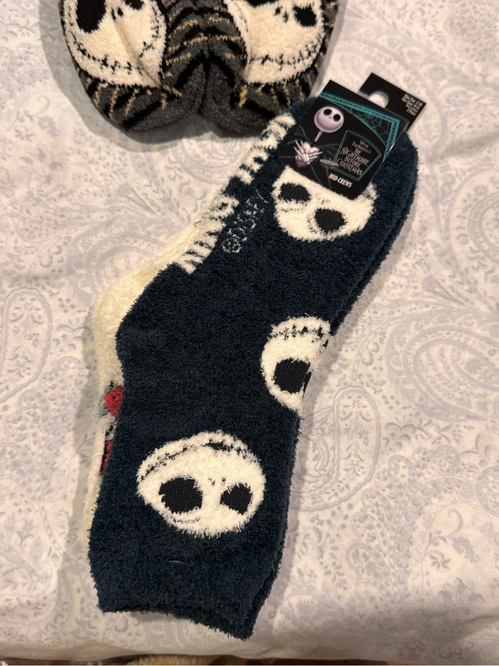 The Nightmare Before Christmas Fuzzy Jack & Sally socks & Jack no slip Slippers
